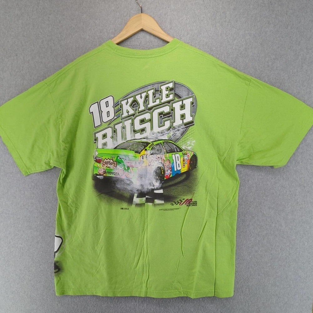 Kyle Busch Shirt Men’s 2XL Green M&M #18 Joe Gibbs Racing Nascar 2 Sided